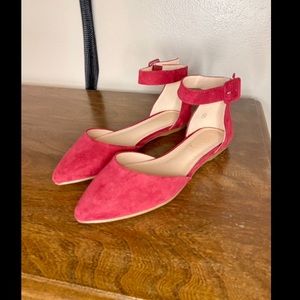 Wine-Red Pointed Toe Flats